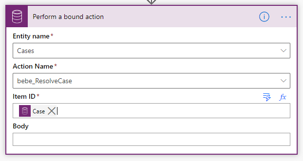 "Perform a bound action" step configuration