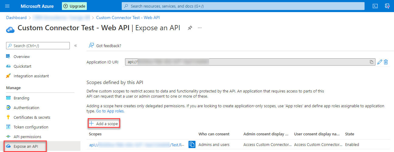 App Registration - Web API - Expose